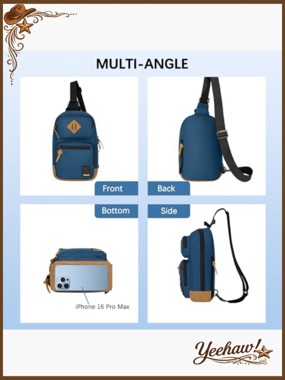 Sling Crossbody Bag with Multiple Pockets Travel Daypack - Picture 4 of 6